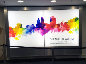 Departure Media ad displays at CVG airport