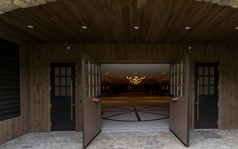 Custom doors in lower level of Bacon Barn